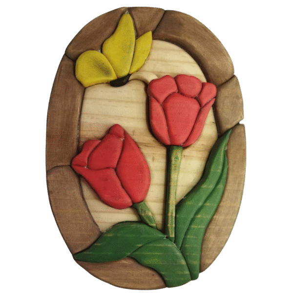Quadro Tulipas e borboleta